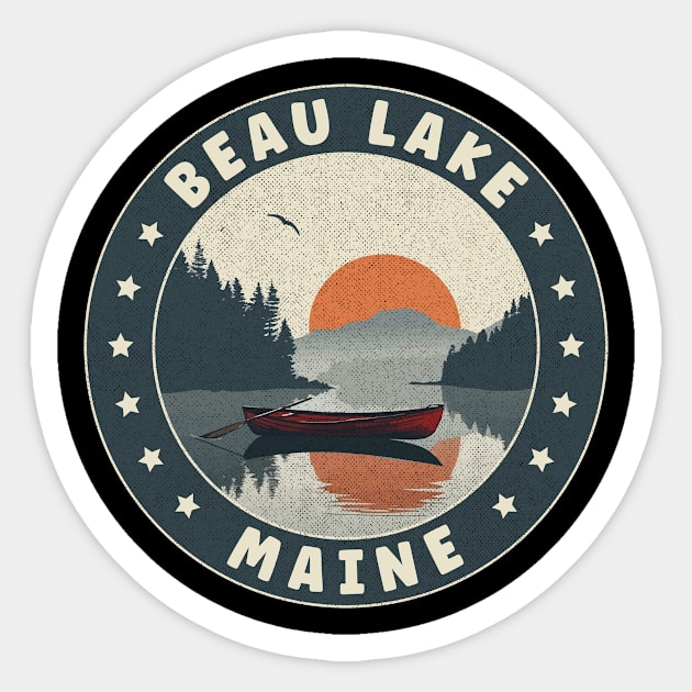 Beau Lake Maine Sunset Sticker by turtlestart